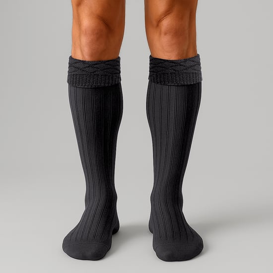 Herren Premium Wollkilt-Socken Knielang mit Rautenmuster und Umschlagoberteil - Image 4