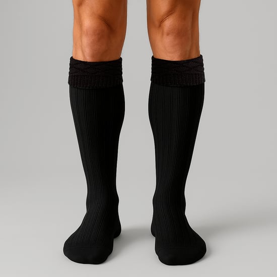 Herren Premium Wollkilt-Socken Knielang Diamantmuster Umgeschlagenes Bündchen - Image 4