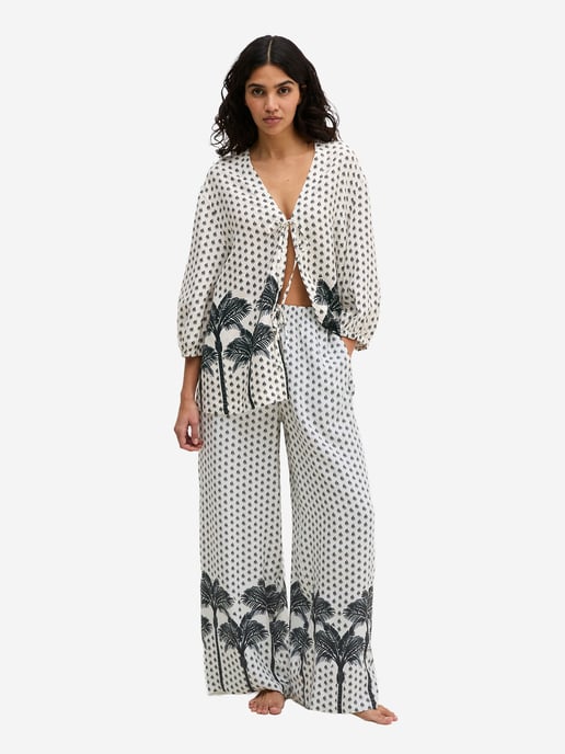 Marc O'Polo Damen Strandshirt Palm Border GeoBeach shirt, Resorthemd, Sommerhemd - Image 2