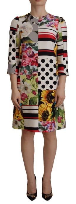Florales Patchwork Mini-Kleid Mehrfarbig - Image 1