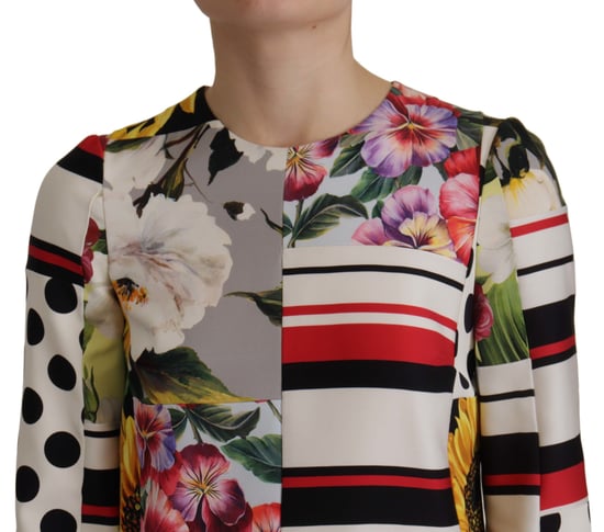 Florales Patchwork Mini-Kleid Mehrfarbig - Image 2