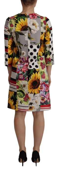 Florales Patchwork Mini-Kleid Mehrfarbig - Image 4