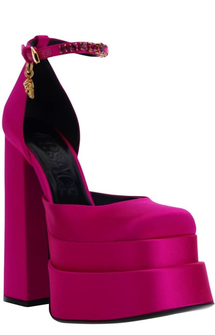 Fuchsia Satin Medusa Aevitas Pumps - Image 2