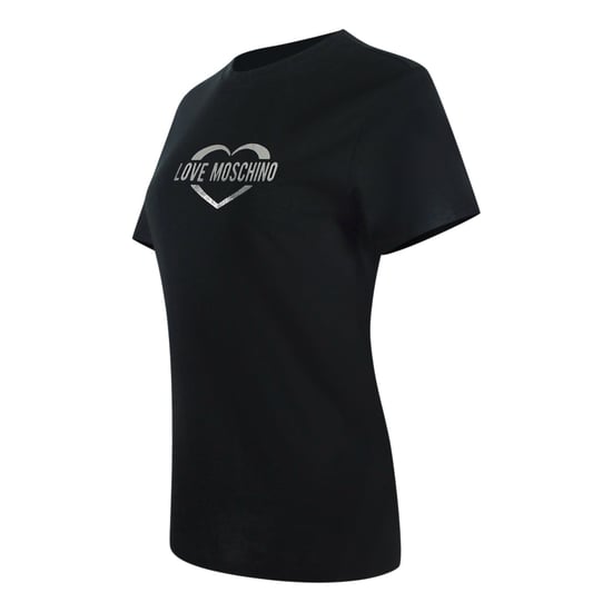 Moschino T-shirt Mit Glänzendem Herzlogo, Schwarz - Image 3