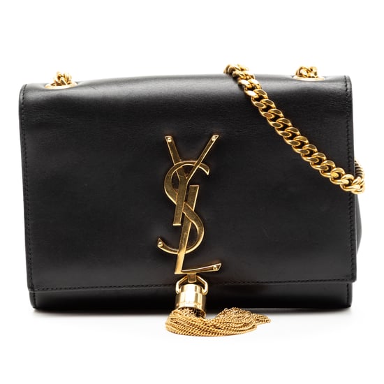 Gebrauchte kleine glatte Kalbsledertasche mit Monogramm Kate mit Quaste zum Umhängen - Image 1