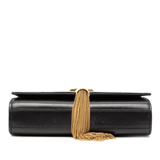 Gebrauchte kleine glatte Kalbsledertasche mit Monogramm Kate mit Quaste zum Umhängen - Image 3