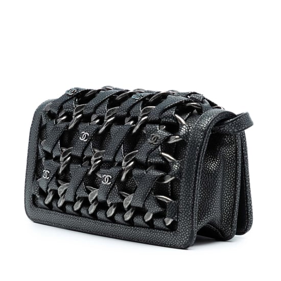 Gebrauchte Cc Metallic Caviar Geflochtene Ketten-Clutch mit Tragegurt - Image 2