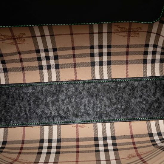 Gebrauchte beschichtete Canvas-Tasche mit gerippter Leder- und Haymarket-Check-Muster, wendbar, Nord-Süd-Format - Image 4