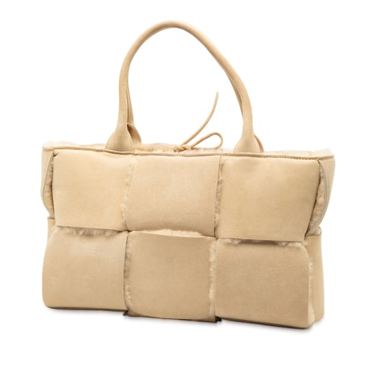 Gebrauchte kleine Suede- und Schafsleder-Maxi-Intrecciato-Arco-Tasche - Image 2