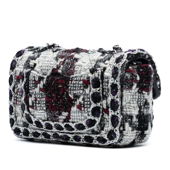 Gebrauchte Minirechteckige Gesteppte Tweed Umhängetasche mit Einem Klappenverschluss - Image 2