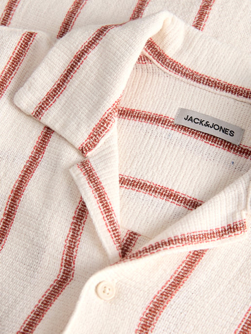 Jack & Jones Hemd Coba Stripe Resort Baumwollhemd Beige - Image 3