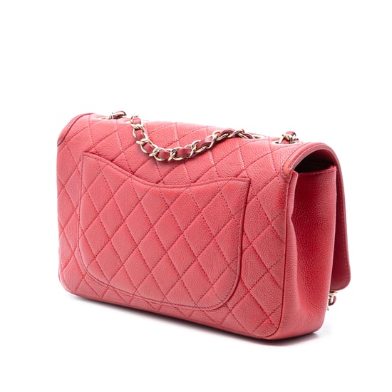 Chanel Pre-owned Gebrauchtes gefüttertes, mittelgroßes Steppmuster-CC-Flap aus Kaviarleder - Rot - Image 2