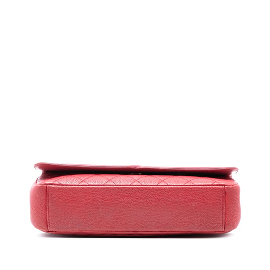 Chanel Pre-owned Gebrauchtes gefüttertes, mittelgroßes Steppmuster-CC-Flap aus Kaviarleder - Rot - Image 3