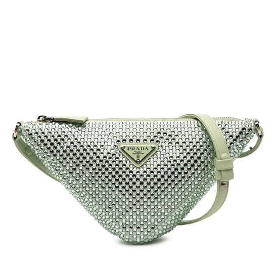 Gebrauchte satinierte Kristallverzierte Dreiecks-Clutch - Image 1