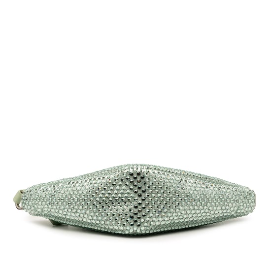 Gebrauchte satinierte Kristallverzierte Dreiecks-Clutch - Image 3