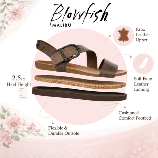 Blowfish Malibu Damen-Braun-Silber-Fußbett Riemchen-Flachsandalen - Lance - Image 2