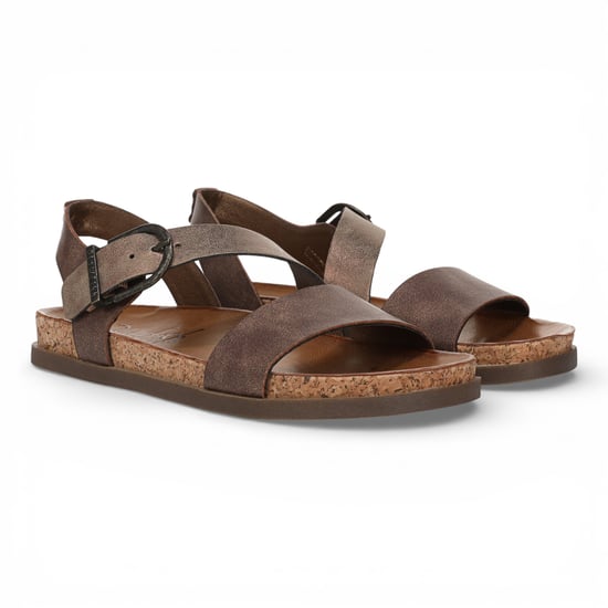 Blowfish Malibu Damen-Braun-Silber-Fußbett Riemchen-Flachsandalen - Lance - Image 3