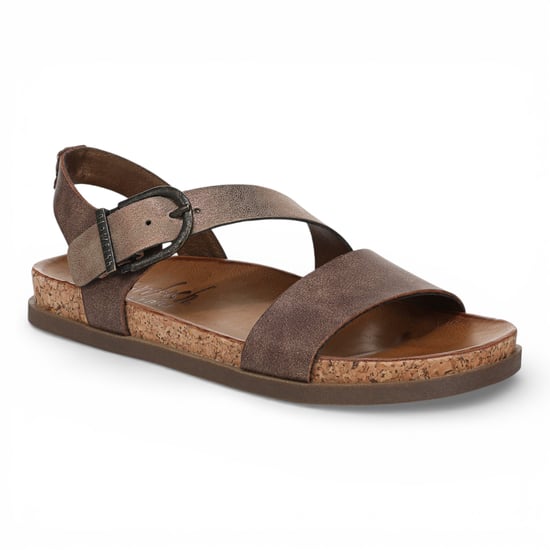 Blowfish Malibu Damen-Braun-Silber-Fußbett Riemchen-Flachsandalen - Lance - Image 4