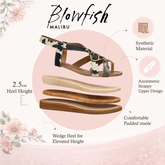 Blowfish Malibu Damen Schwarze Weiße Micro Wedge Riemchensandalen – April - Image 2