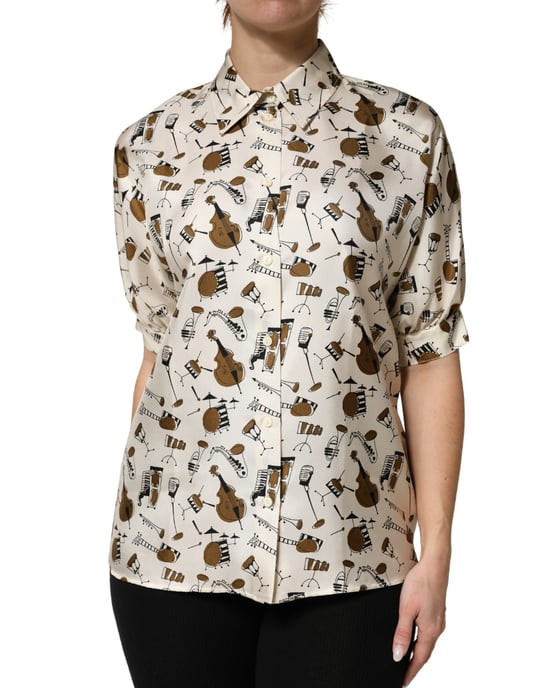 Bedrucktes Seiden-Polo-Top - Image 1