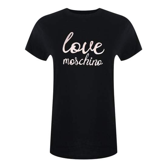 Schwarzes T-shirt Mit Moschino-logo In Schreibschrift - Image 1