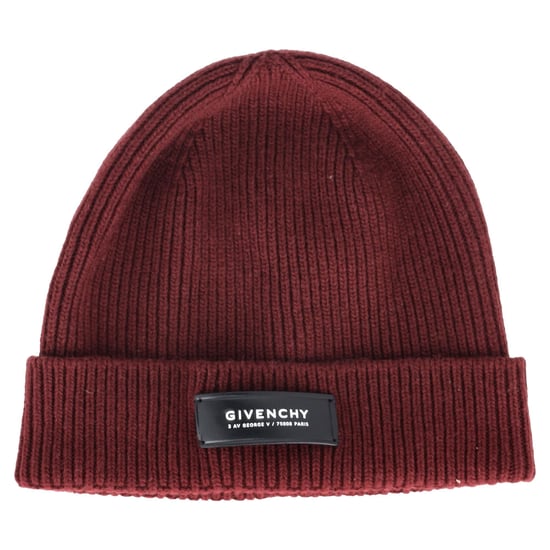 Givenchy Appliziertes Rippstrick-Mütze aus Burgunder-Wolle - Image 1