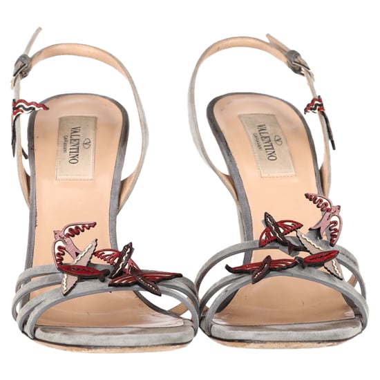 Valentino Garavani Garten der Freude Sandalen mit Absatz aus grauem Wildleder - Image 2