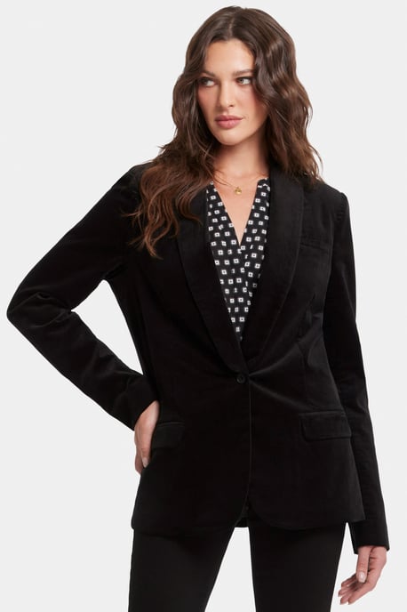 Smokingjacke Velours schwarz | Schwarz - Image 1