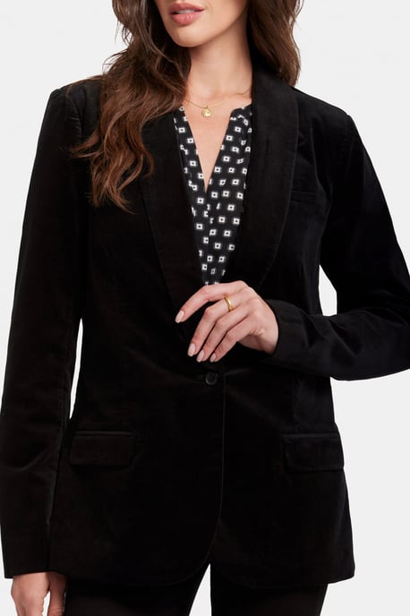 Smokingjacke Velours schwarz | Schwarz - Image 3