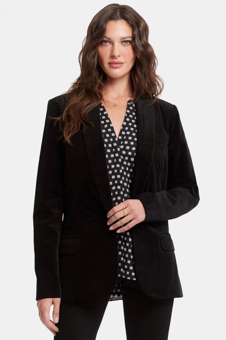 Smokingjacke Velours schwarz | Schwarz - Image 4