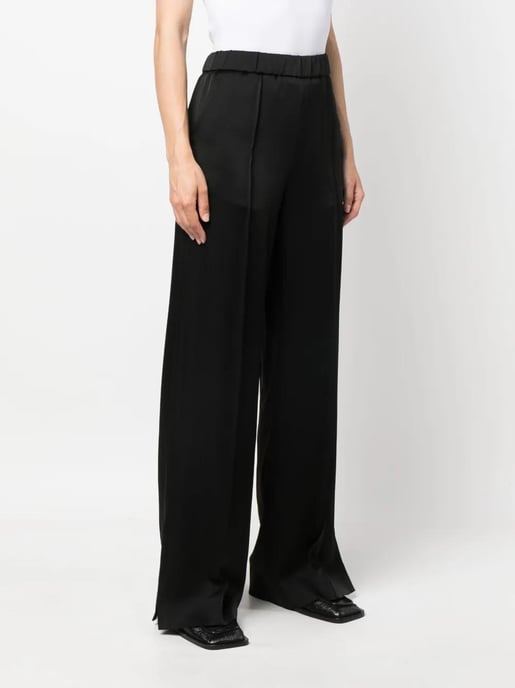 Schwarze Satin Palazzo-Hosen - Image 3