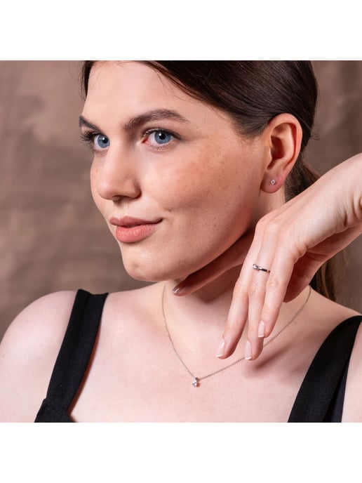 Lyomi Anhänger mit Kette 585/- Weißgold 1 synth. Diam. 0,20 ct. - Image 3