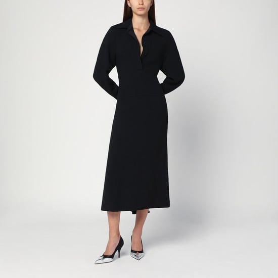 Schwarzes Satin Hemdkleid Midi - Image 1