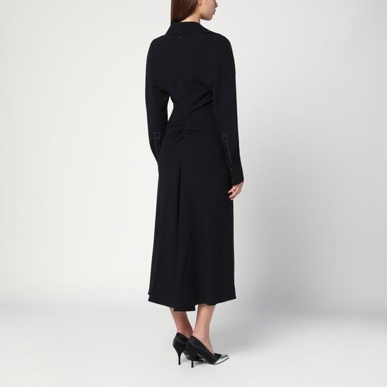 Schwarzes Satin Hemdkleid Midi - Image 2