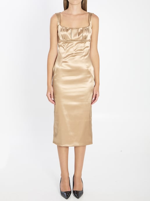 Dehnbare Satin-Langkleid - Image 1