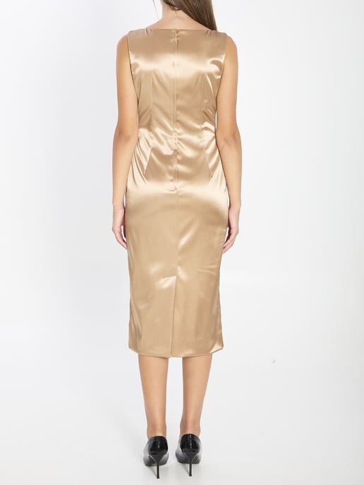 Dehnbare Satin-Langkleid - Image 4