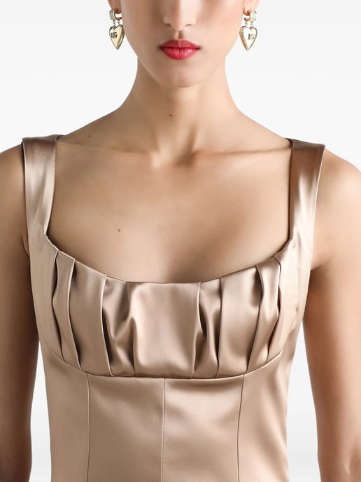 Dehnbare Satin-Langkleid - Image 5