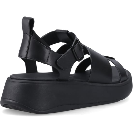 Fitflop F-Mode Fischer-Leder Damen Schwarz Schmal Fit Sandalen - Image 2