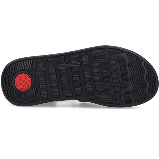 Fitflop F-Mode Fischer-Leder Damen Schwarz Schmal Fit Sandalen - Image 3