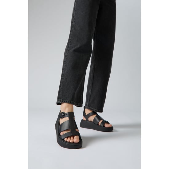 Fitflop F-Mode Fischer-Leder Damen Schwarz Schmal Fit Sandalen - Image 6