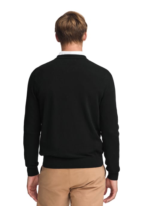 Pullover schwarz aus Wollgemisch mit V-Ausschnitt und gesticktem Rigby Go-Logo - Image 4