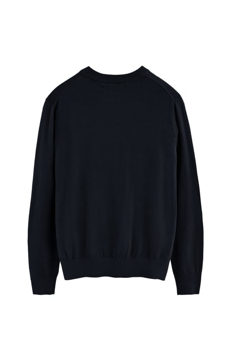 Pullover marineblau aus Wollgemisch mit V-Ausschnitt und gesticktem Rigby Go-Logo - Image 2