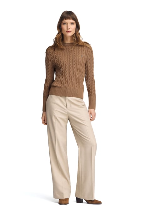 Pullover camel meliert mit Rundhalskragen aus Wollgemisch mit gesticktem Rigby Go-Logo - Image 3