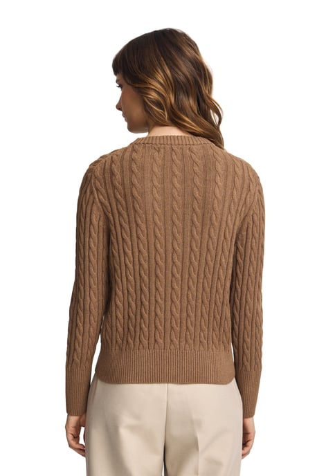 Pullover camel meliert mit Rundhalskragen aus Wollgemisch mit gesticktem Rigby Go-Logo - Image 4