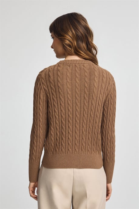 Pullover camel meliert mit Rundhalskragen aus Wollgemisch mit gesticktem Rigby Go-Logo - Image 5
