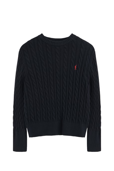 Pullover marineblau mit Rundhalskragen aus Wollgemisch mit gesticktem Rigby Go-Logo - Image 1