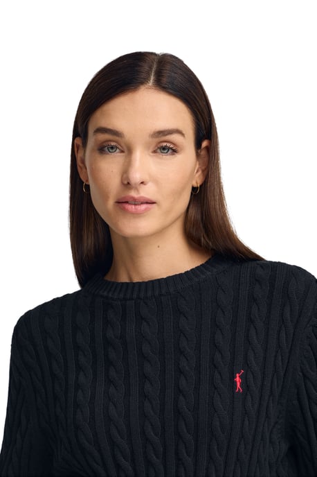 Pullover marineblau mit Rundhalskragen aus Wollgemisch mit gesticktem Rigby Go-Logo - Image 3