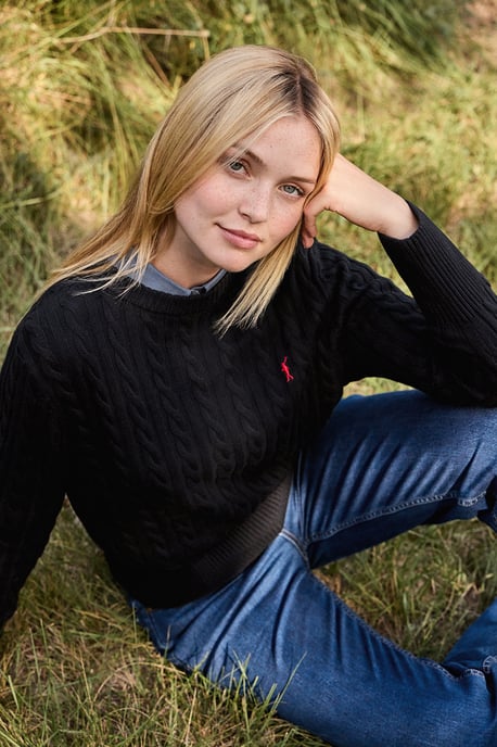Pullover marineblau mit Rundhalskragen aus Wollgemisch mit gesticktem Rigby Go-Logo - Image 4