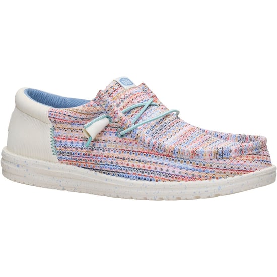 HEYDUDE Wally Funk Multi Mesh Polyester Herren Mokkasins Schuhe Egret/Multi - Image 1