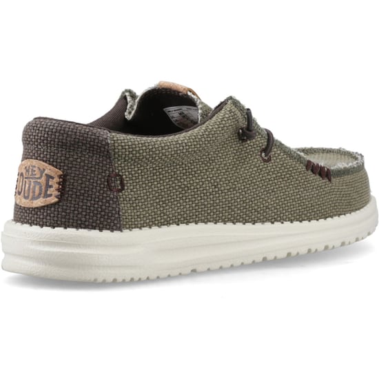 HEYDUDE Wally Geflochtene Polyester Herren Mokassins Schuhe in Gebranntem Olivgrün/Delicioso Braun - Image 2